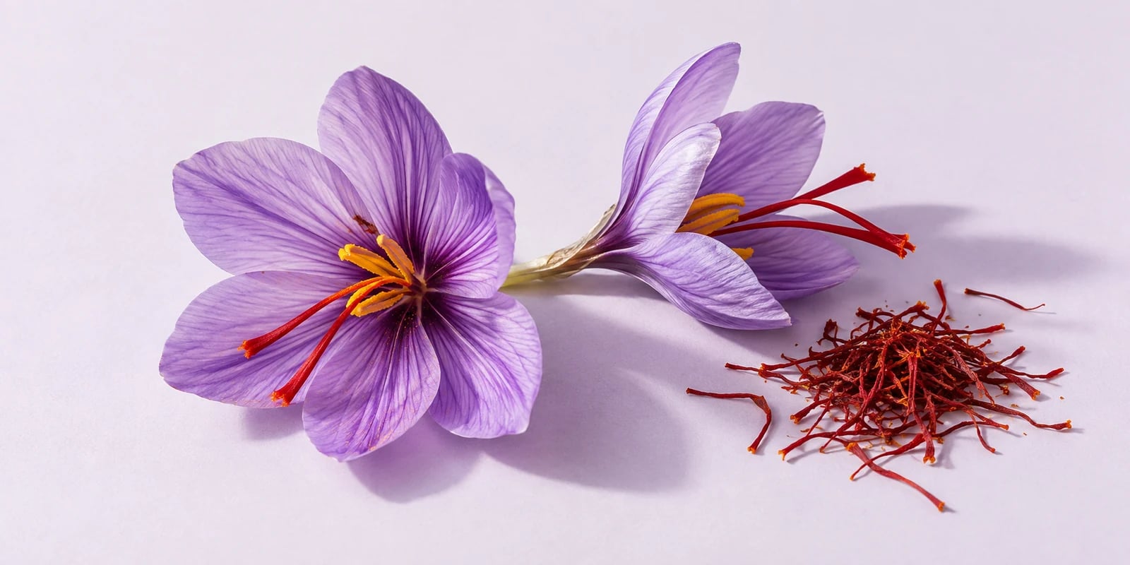 Ilustrasi bunga saffron ungu dan putik merah